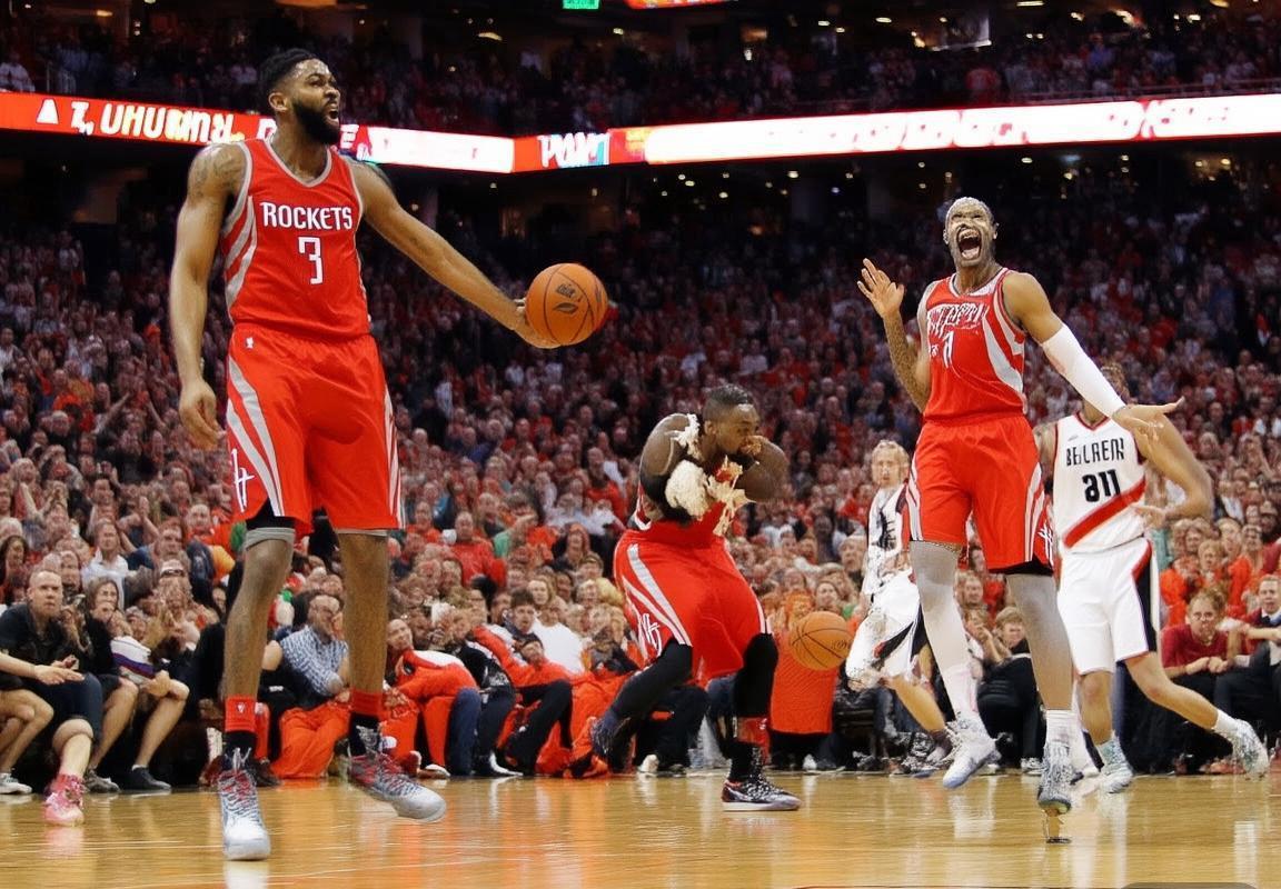 火箭108-100逆转开拓者：哈登38分保罗助阵，火箭主场夺冠之夜(图1)